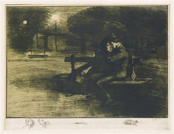 THÉOPHILE-ALEXANDRE STEINLEN Amoureux sur, un Banc.